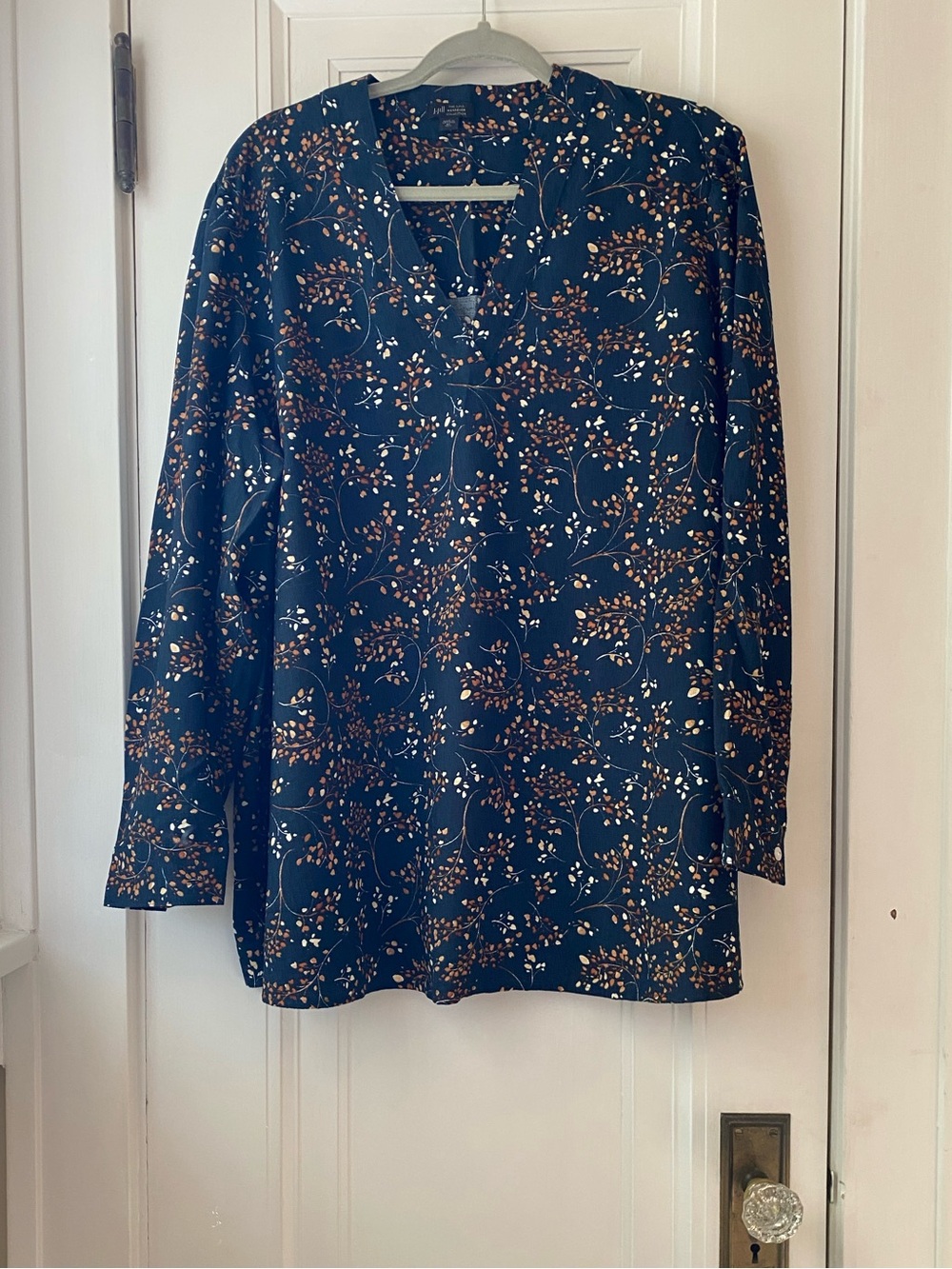 J Jill Wearever Collection popover blouse dark teal blue green XL tall NWOT